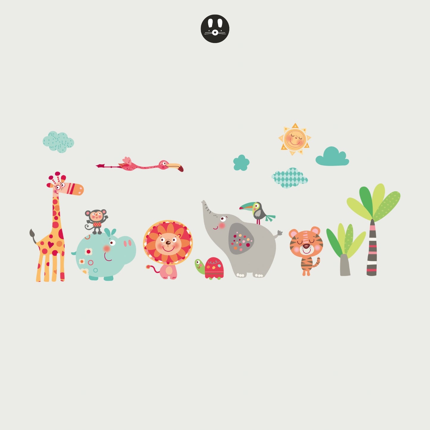 Childrens wall sticker jungle animals