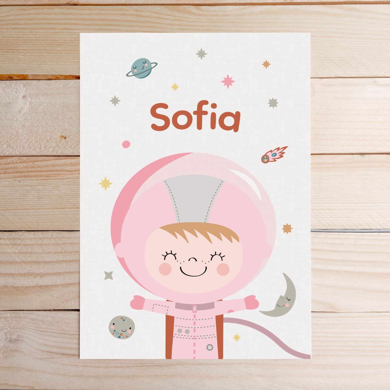 Foglio con nome per bambini Space Invaders Rosa
