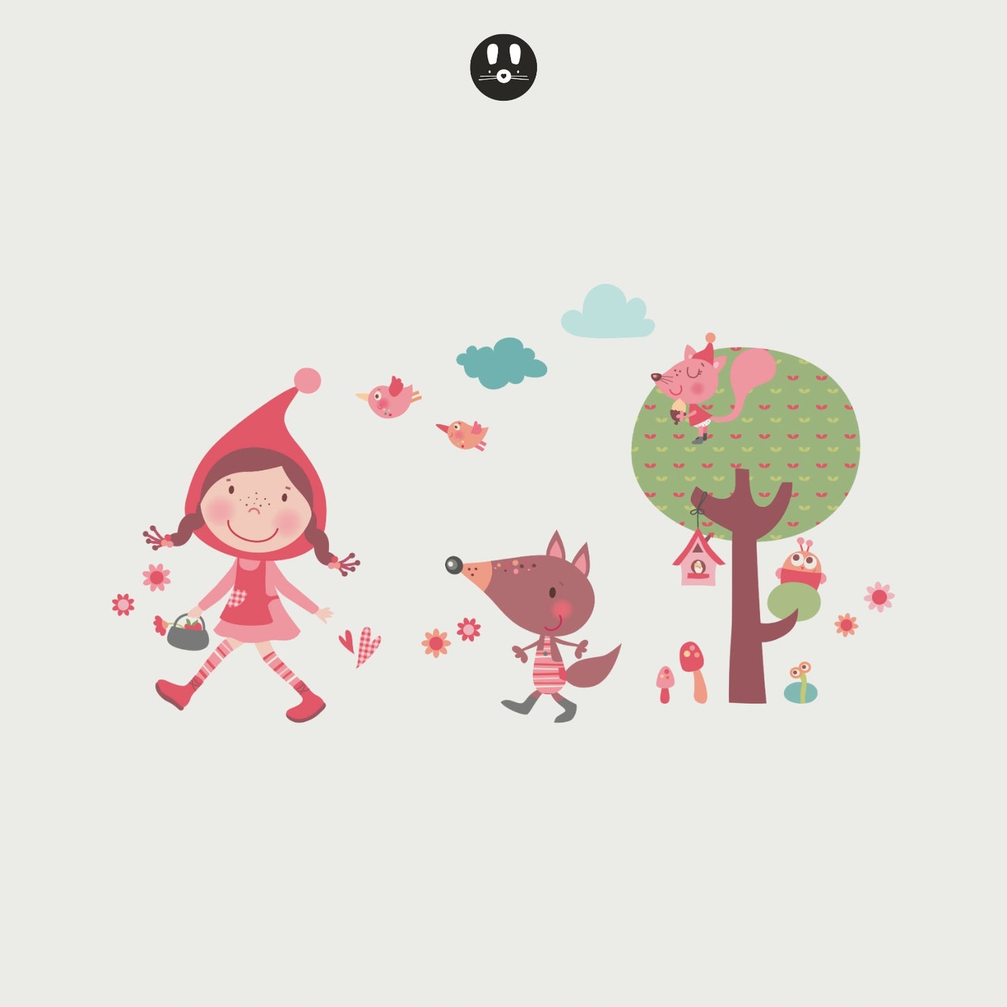 Sticker mural pour enfant Happy Riding Hood
