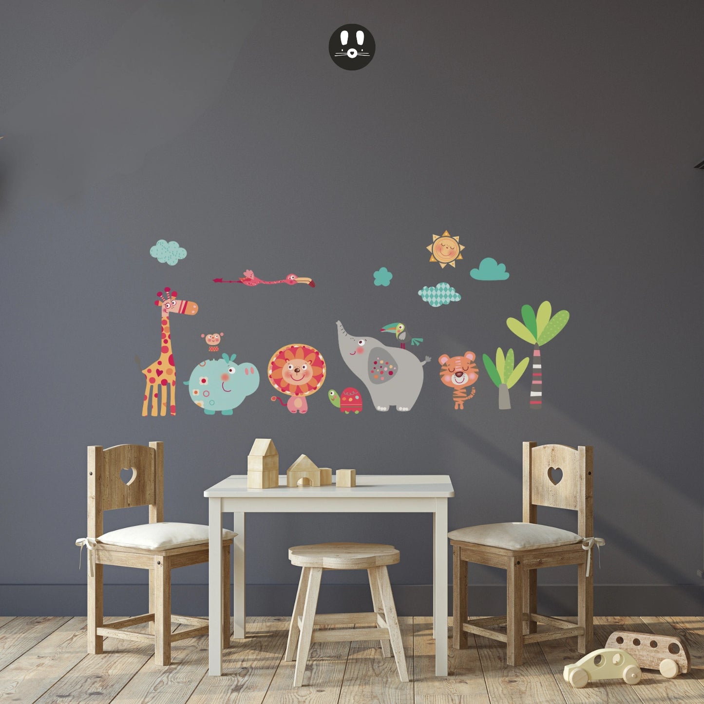Childrens wall sticker jungle animals