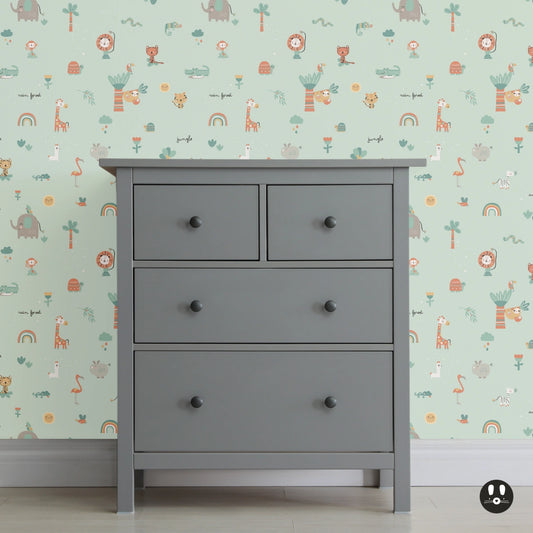 happy jungle children's wallpaper