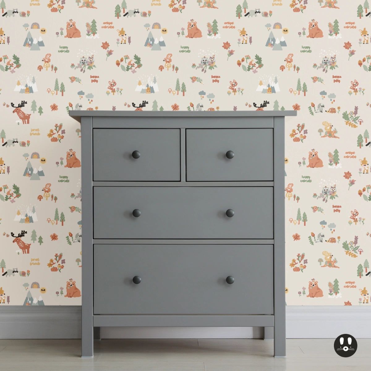 happy forest children's wallpaper