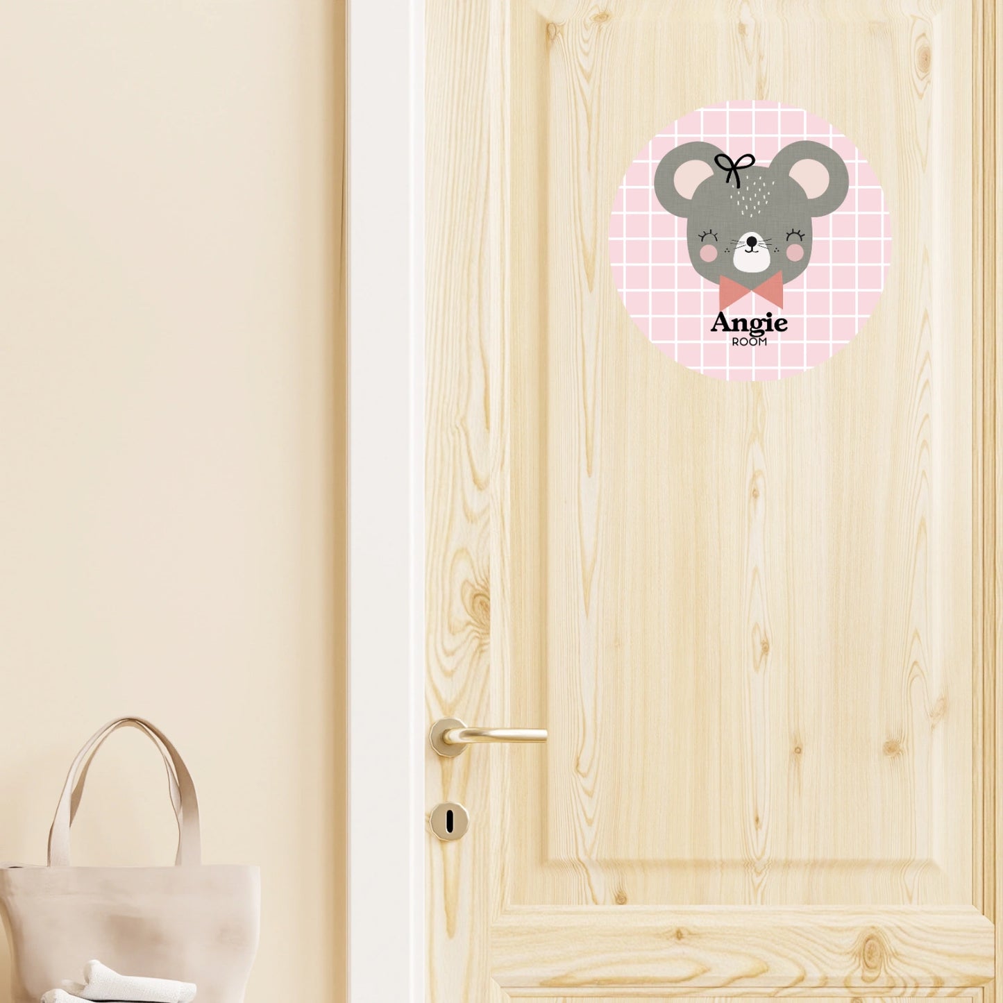 Wall sticker baby names doors flowers round