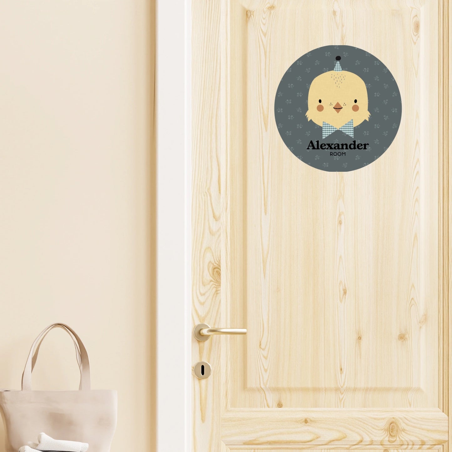 Wall sticker baby names doors flowers round