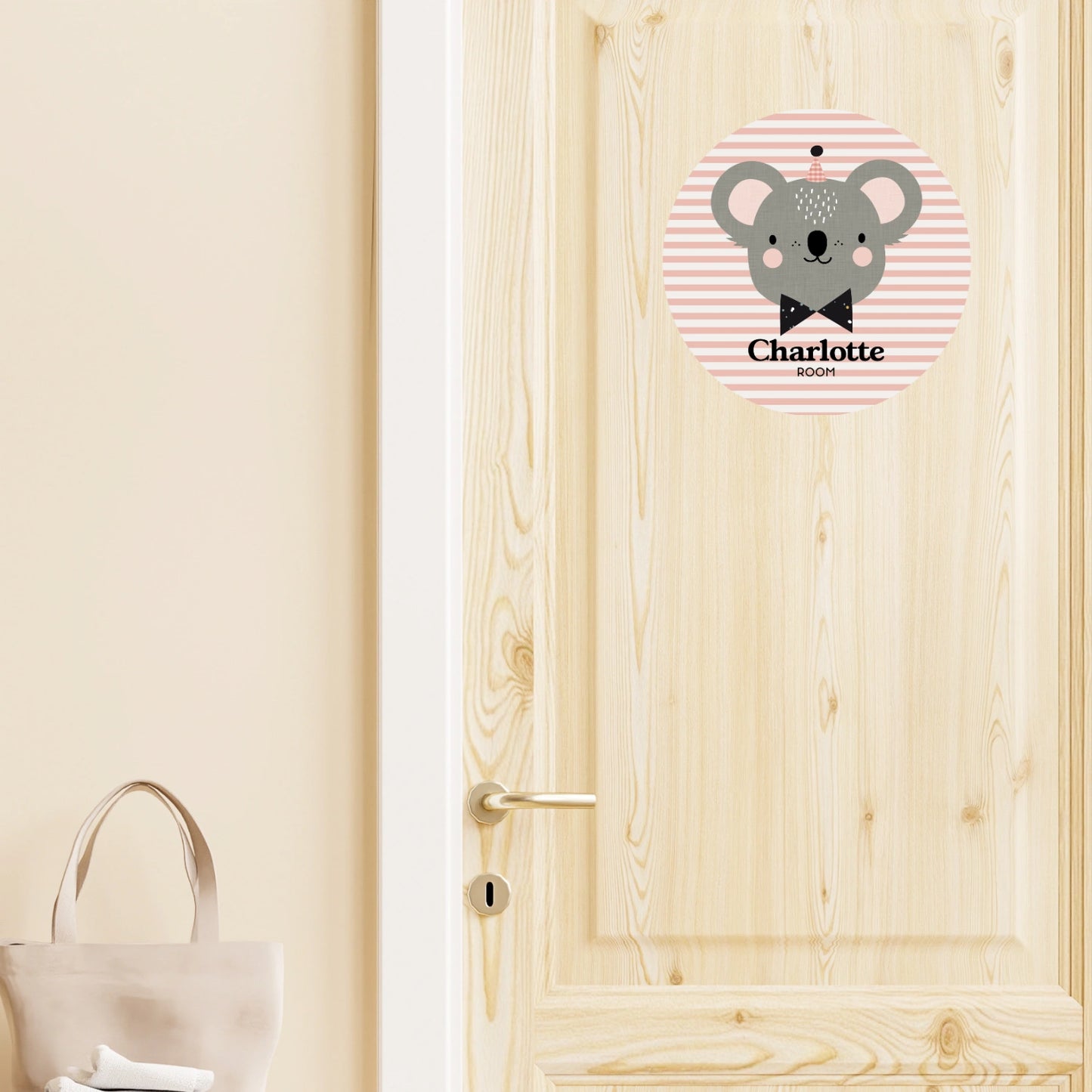 Wall sticker baby names doors flowers round