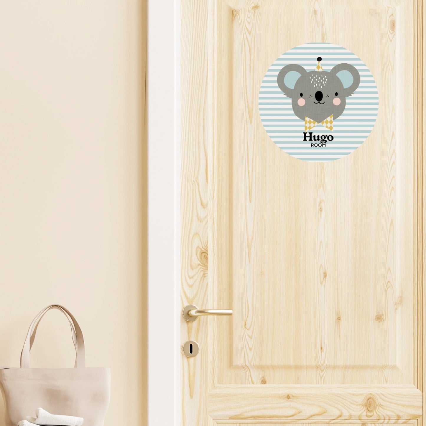 Wall sticker baby names doors flowers round