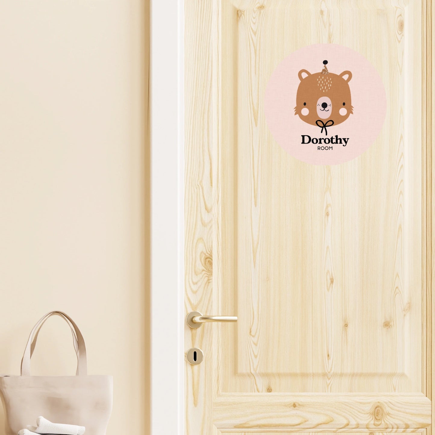Wall sticker baby names doors flowers round