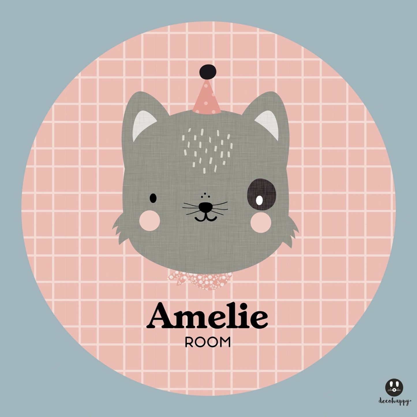 Wall sticker baby names doors flowers round