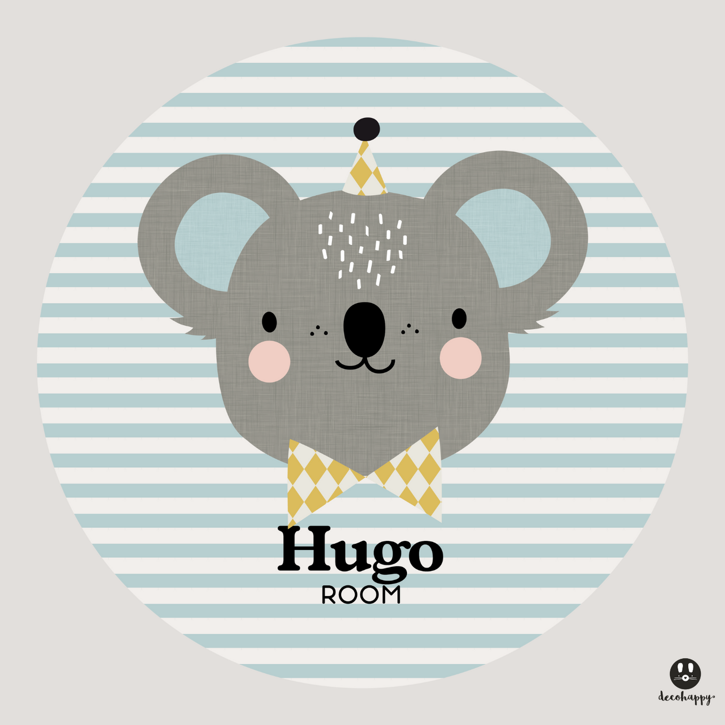 Wall sticker baby names doors flowers round