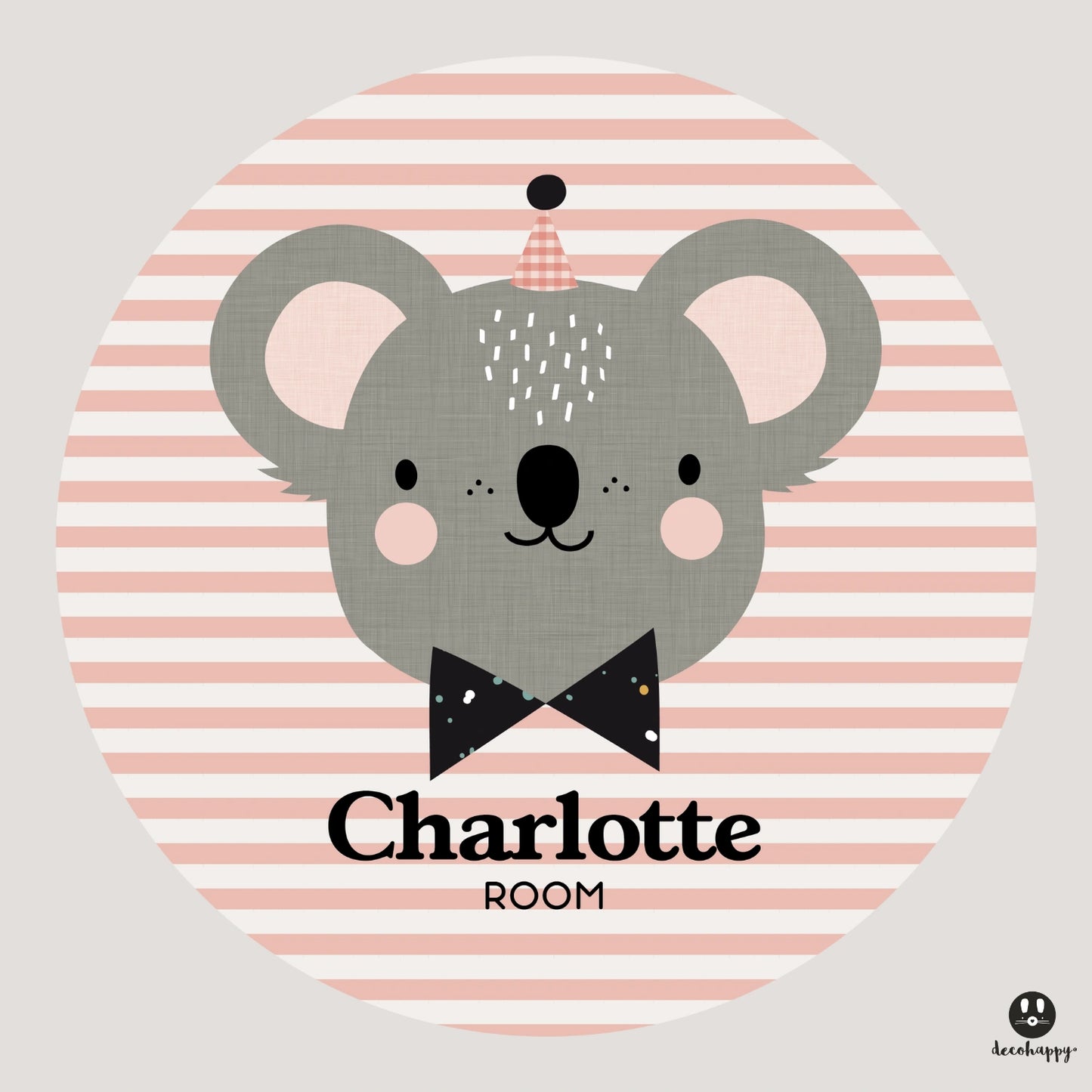 Wall sticker baby names doors flowers round