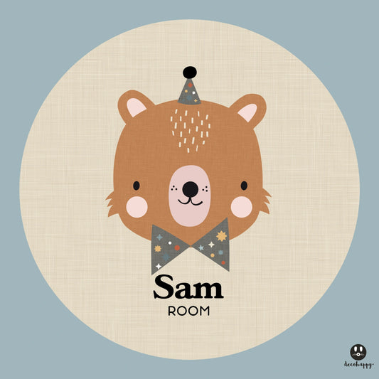 Wall sticker baby names doors flowers round