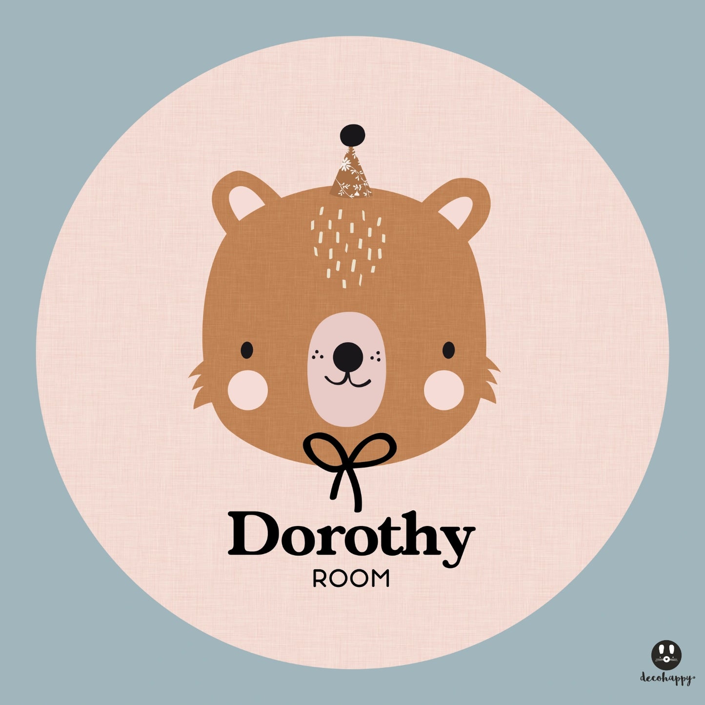 Wall sticker baby names doors flowers round