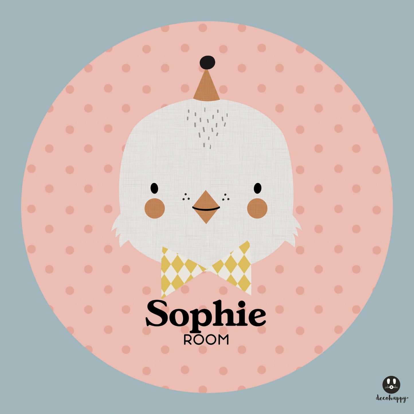 Wall sticker baby names doors flowers round