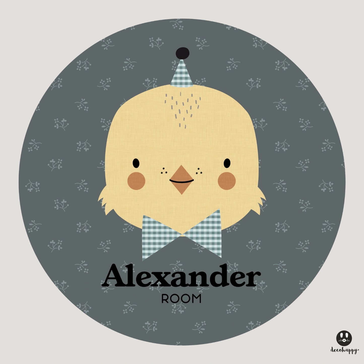 Wall sticker baby names doors flowers round