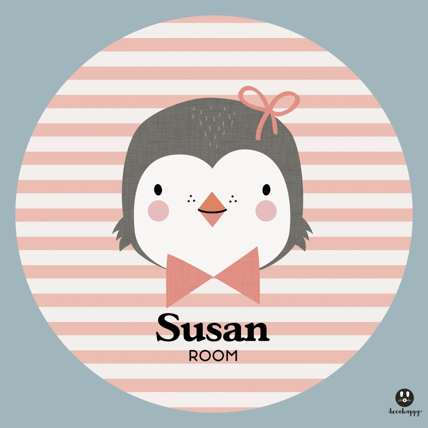 Wall sticker baby names doors flowers round