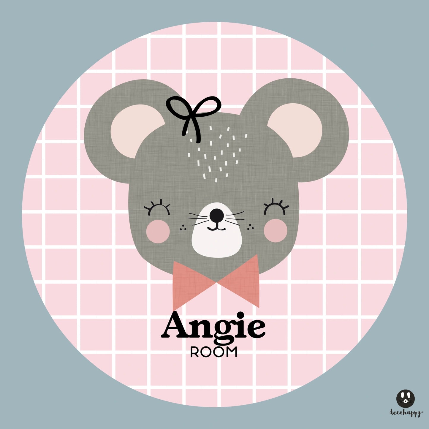 Wall sticker baby names doors flowers round