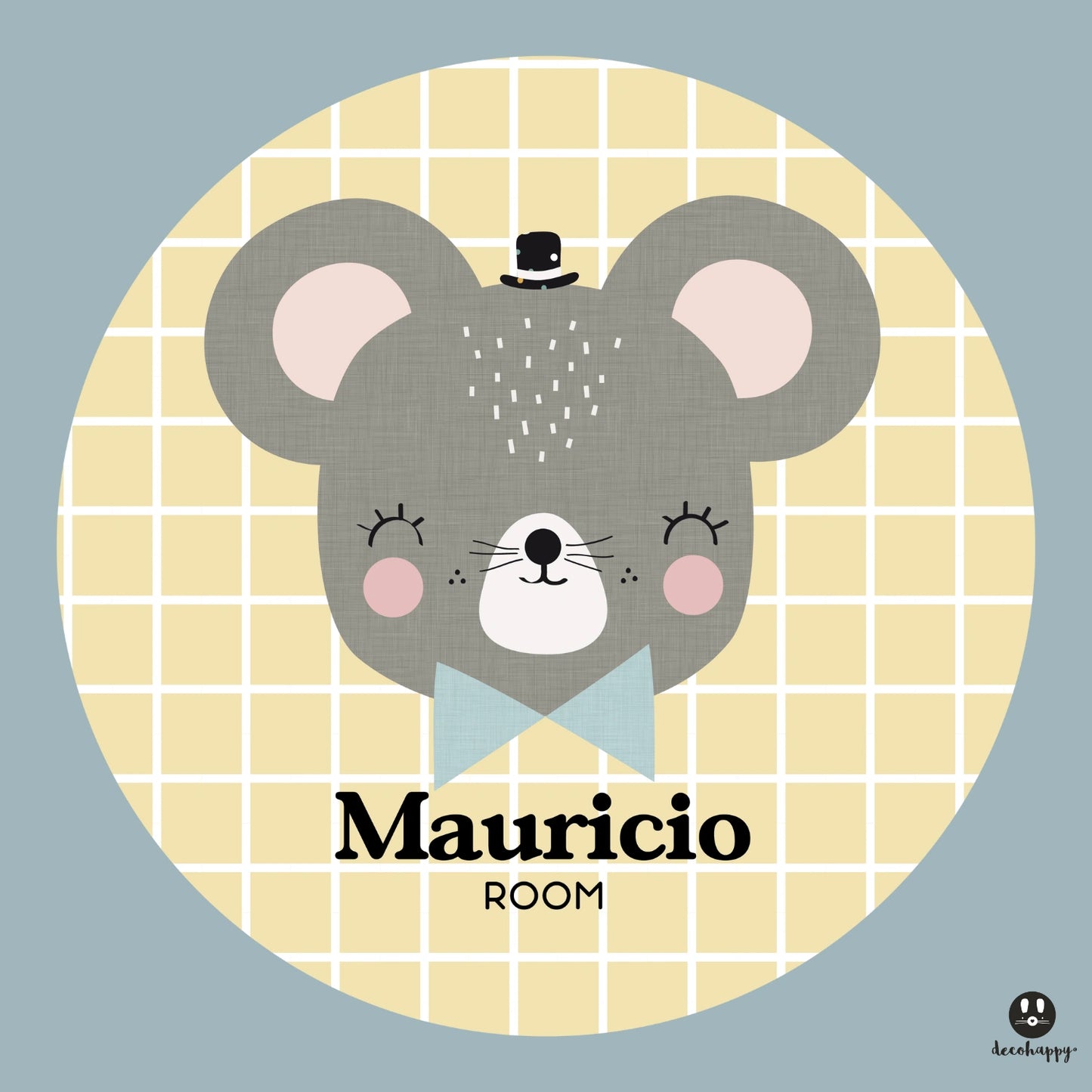 Wall sticker baby names doors flowers round