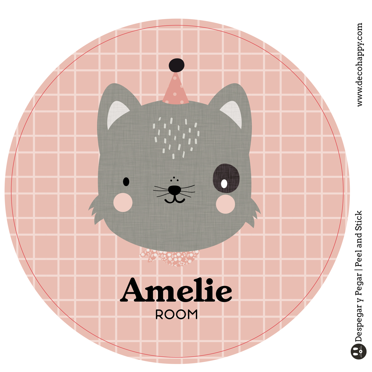 Wall sticker baby names doors flowers round