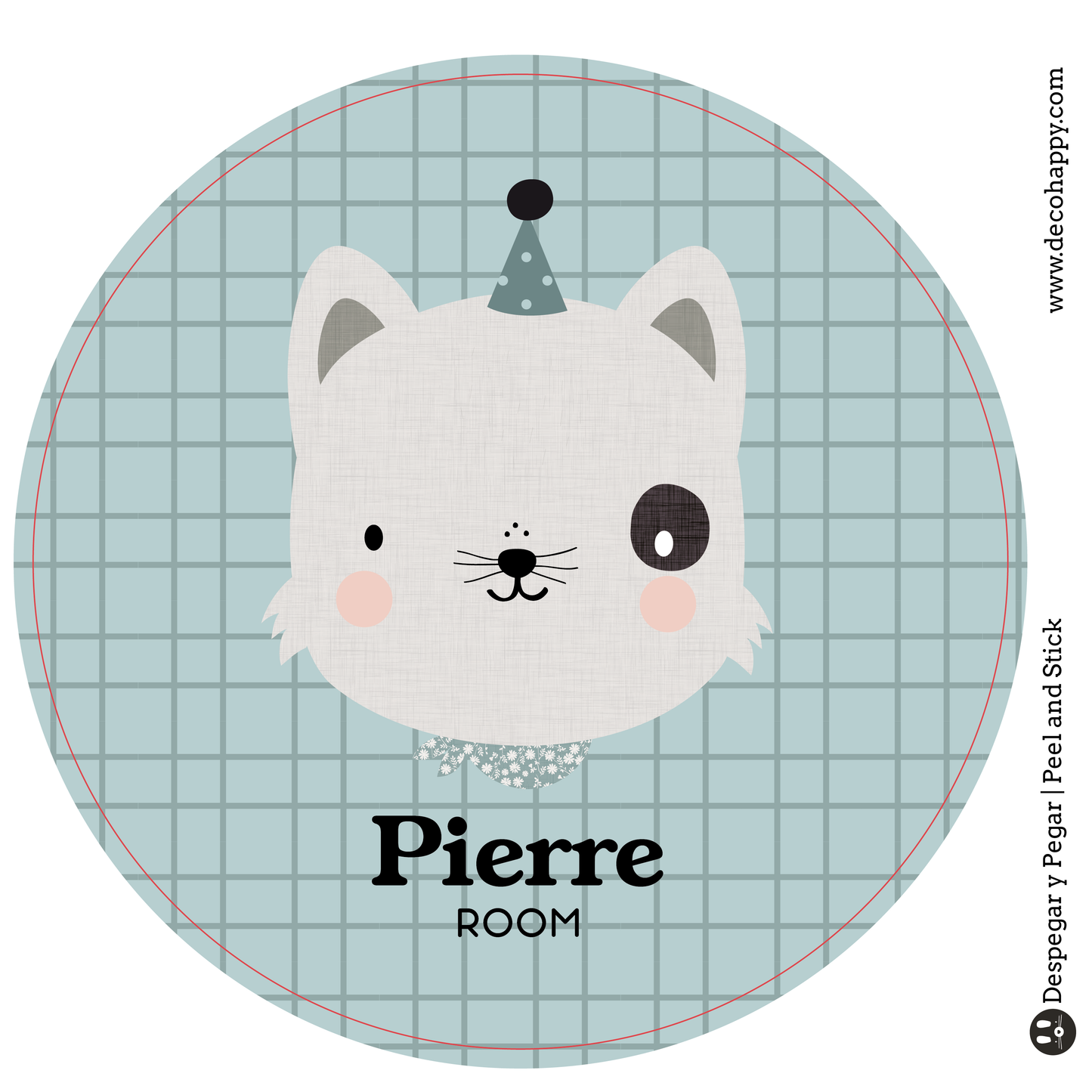 Wall sticker baby names doors flowers round