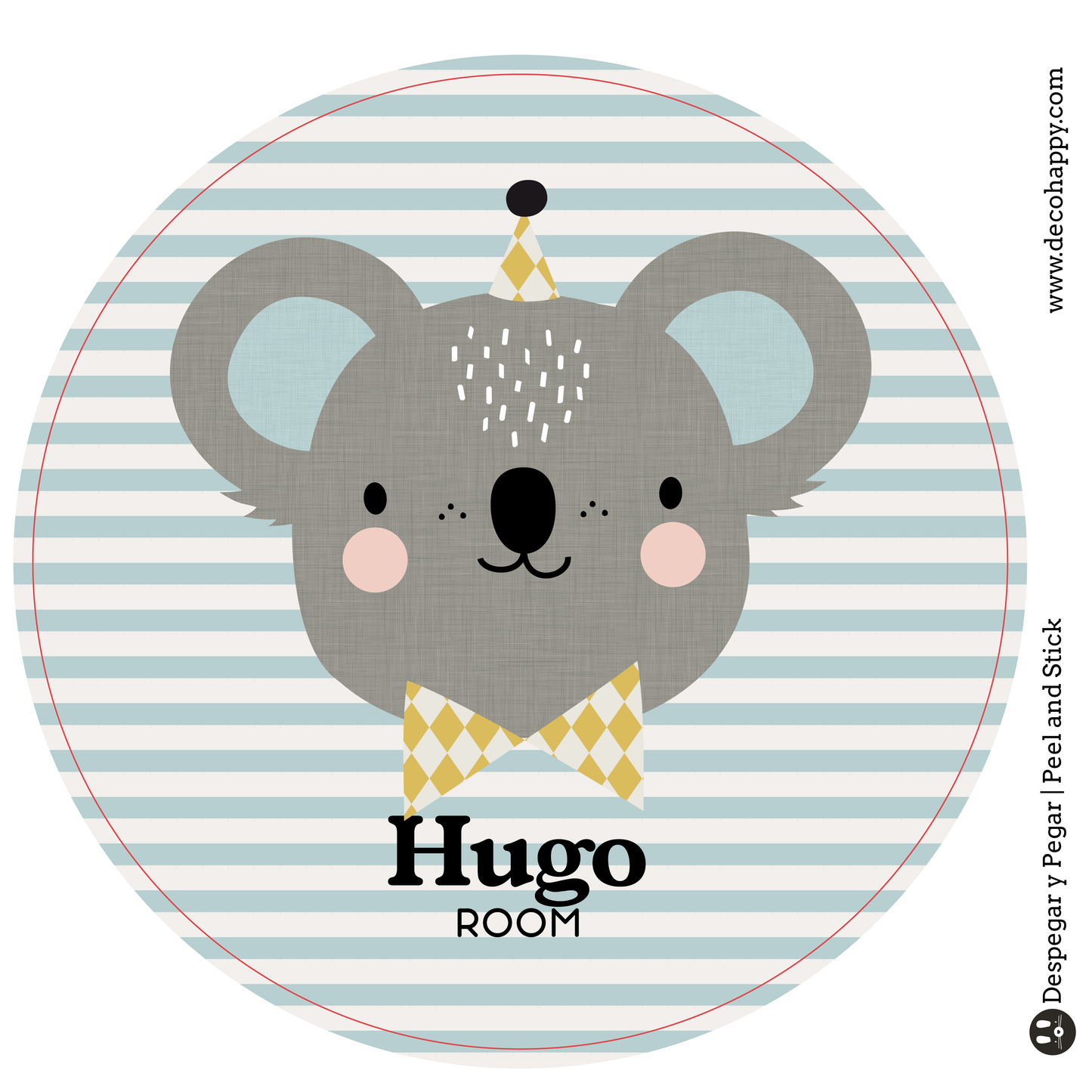 Wall sticker baby names doors flowers round