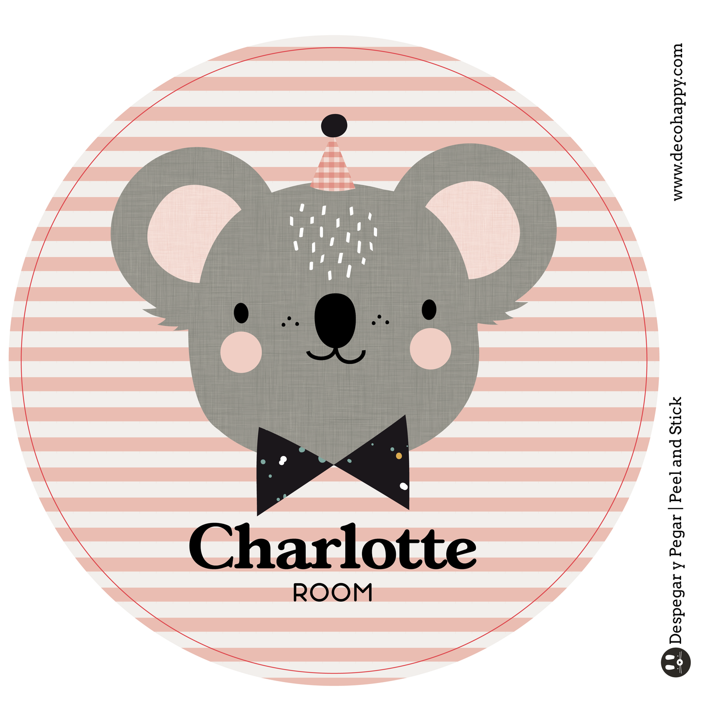 Wall sticker baby names doors flowers round