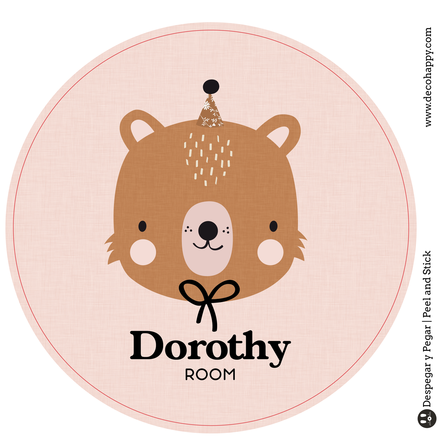 Wall sticker baby names doors flowers round
