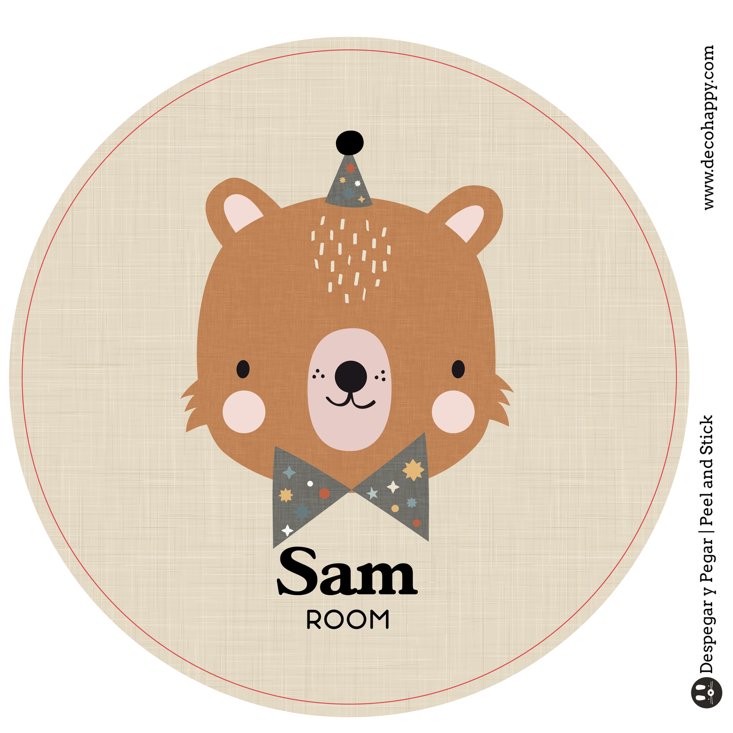 Wall sticker baby names doors flowers round