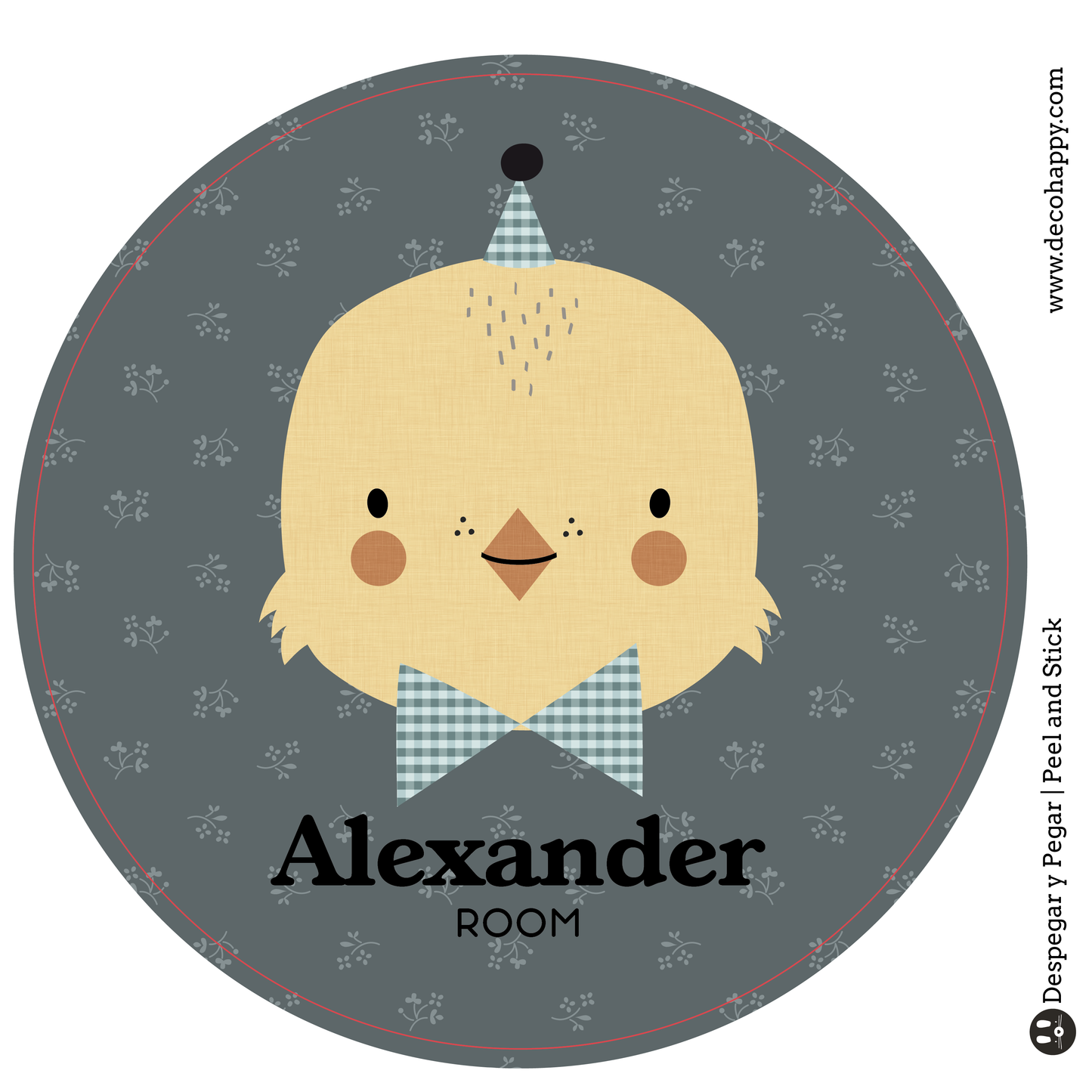 Wall sticker baby names doors flowers round