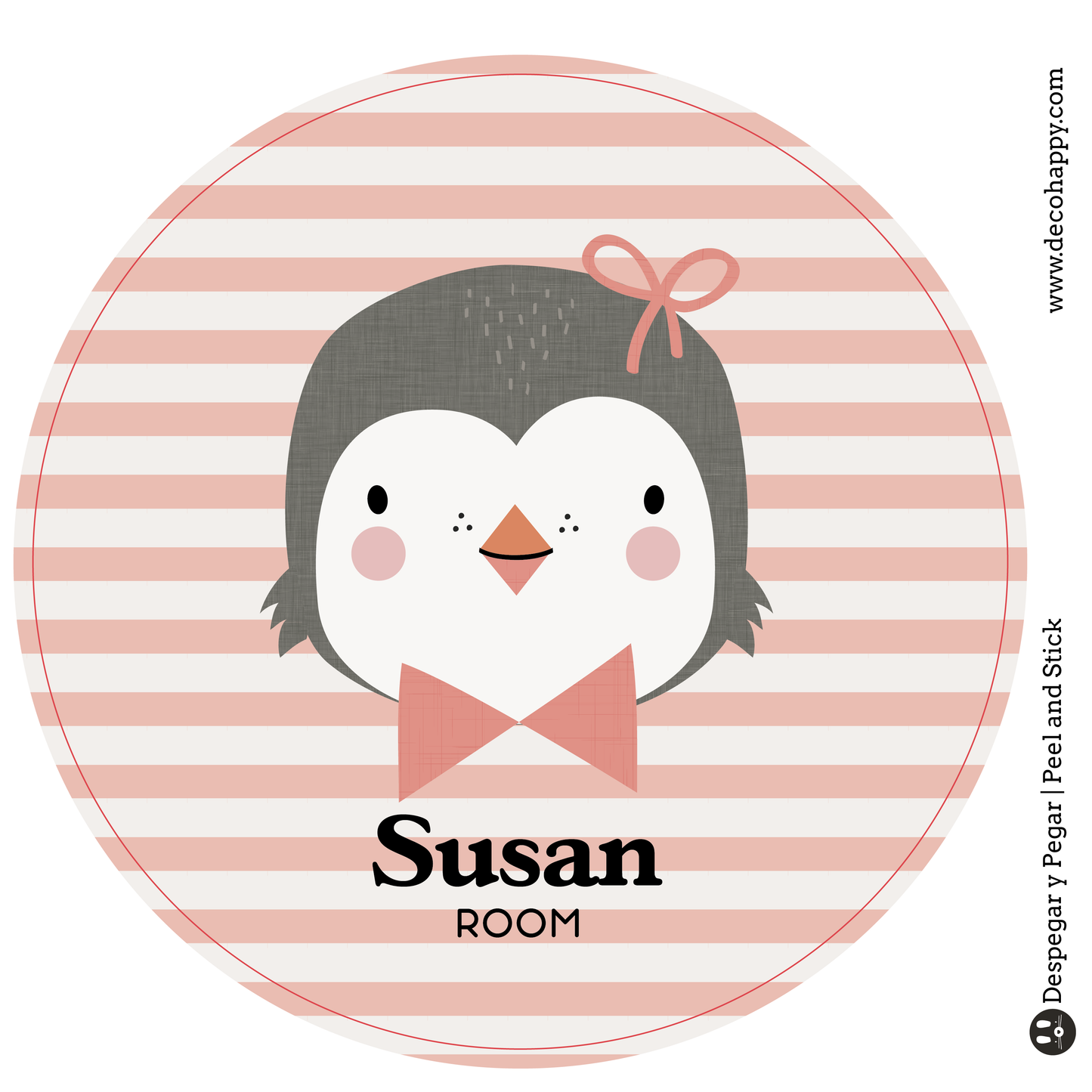 Vinilo bebes nombres puerta cara animales pingüina