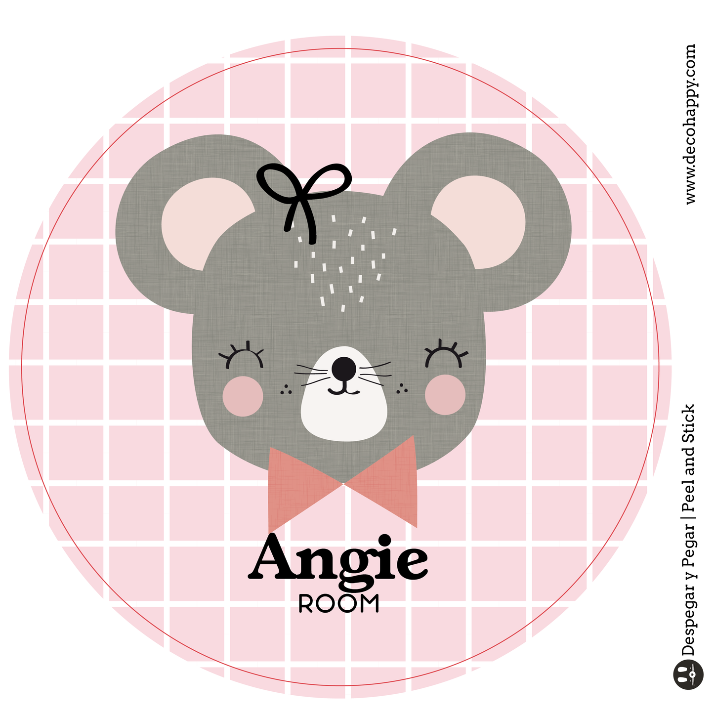 Vinilo bebes nombres puerta cara animales ratoncita