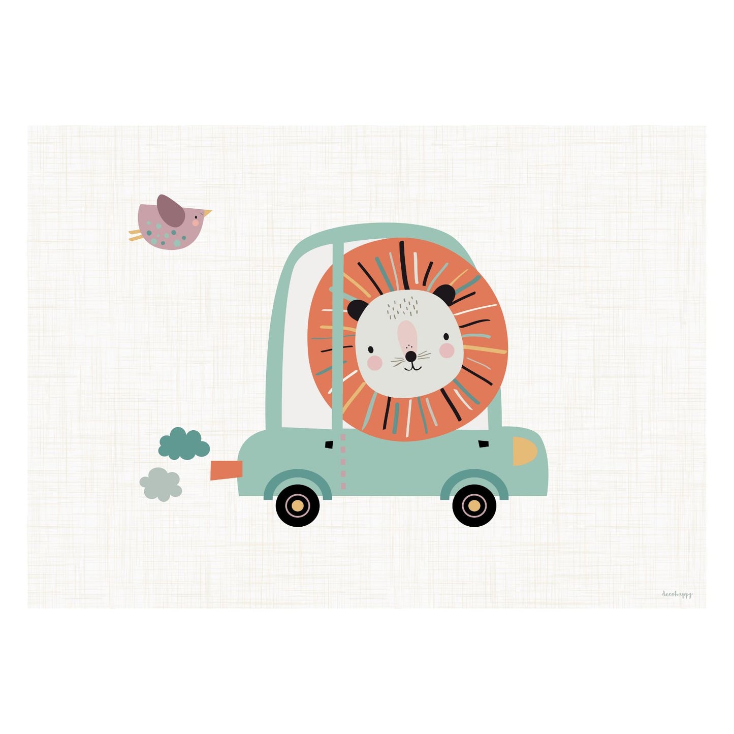 Lion roadtrip children's print