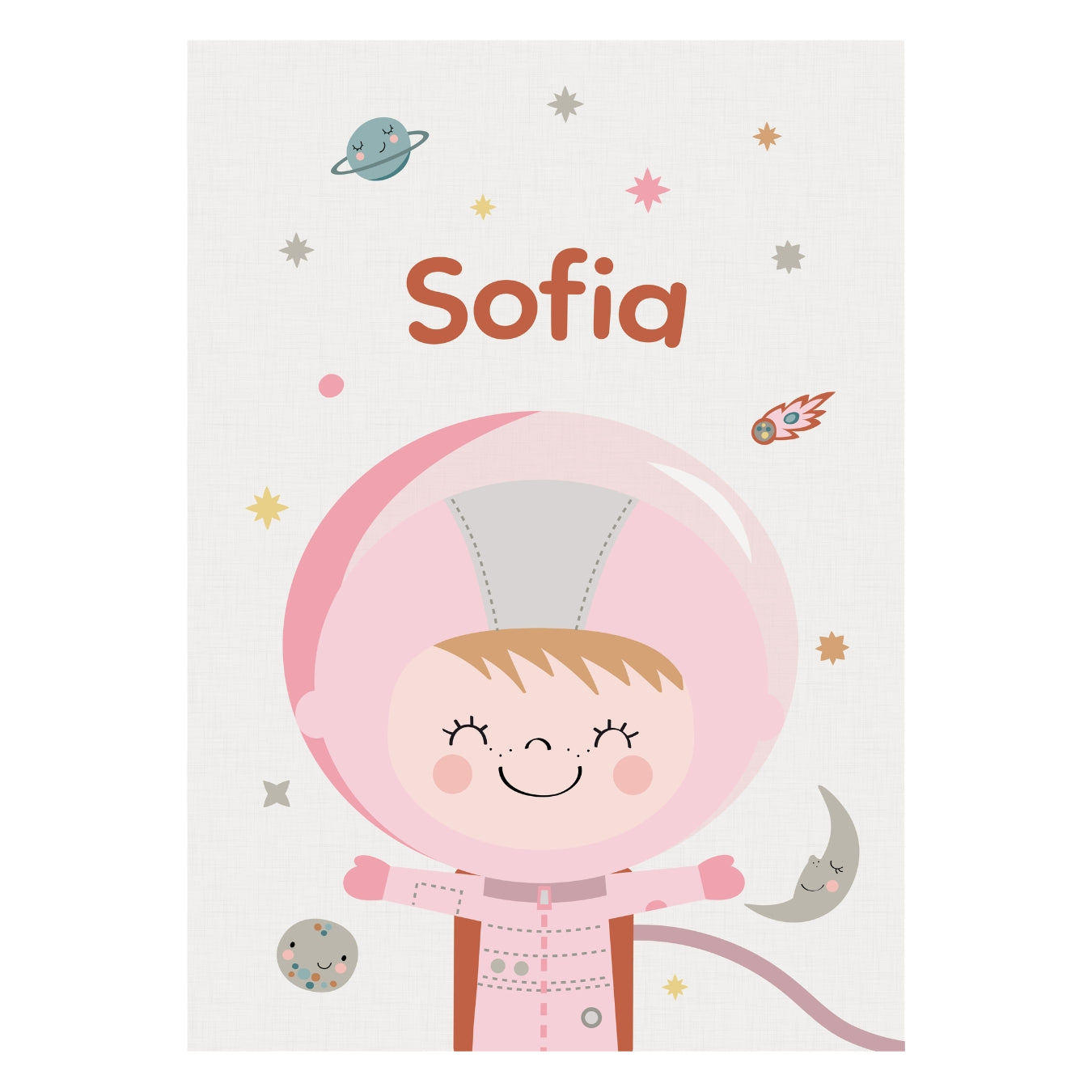 Foglio con nome per bambini Space Invaders Rosa