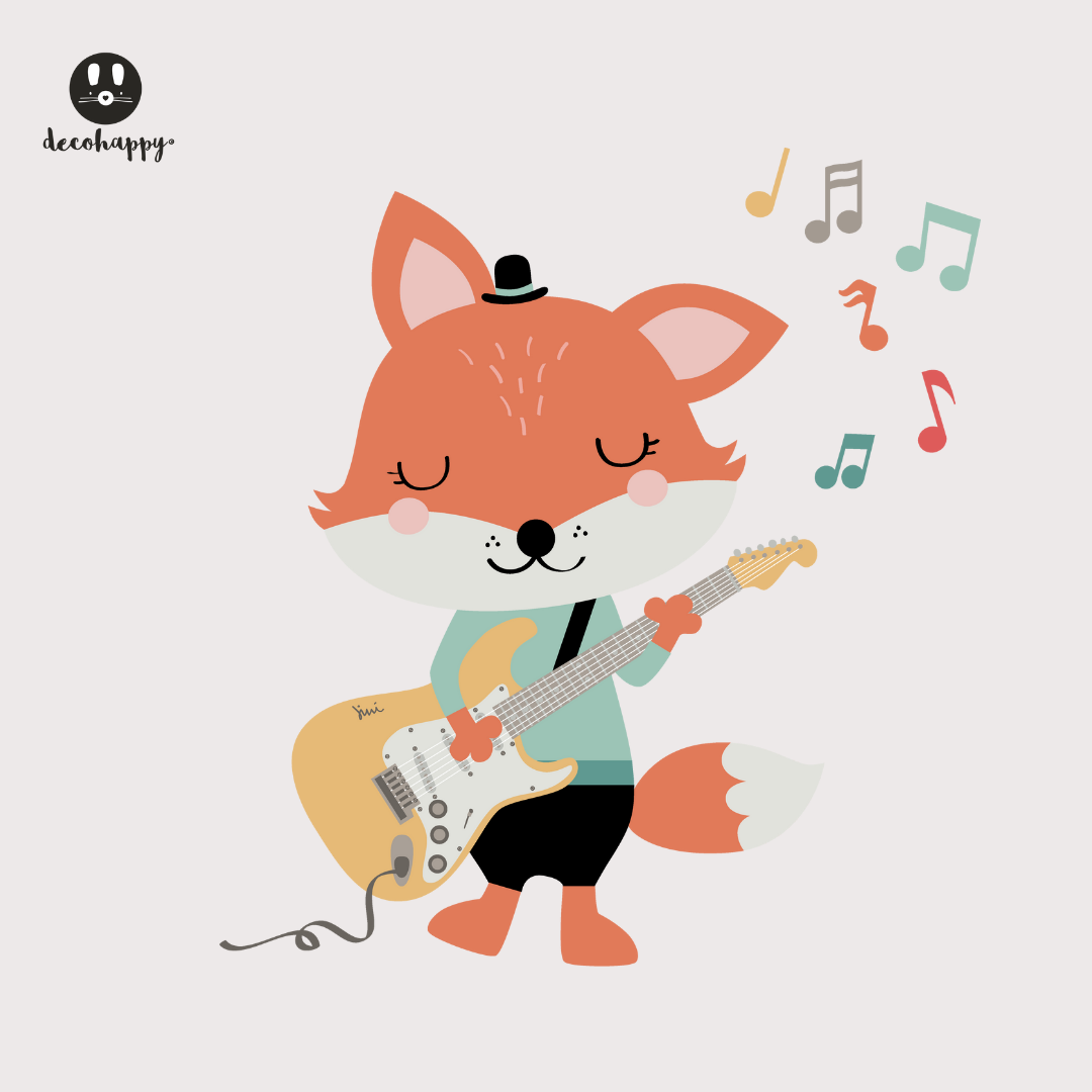 Vinilo infantil trío animales músicos