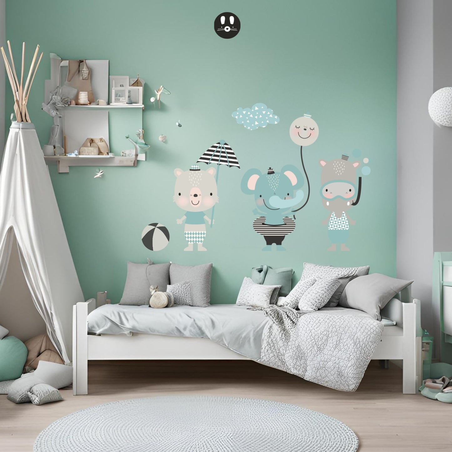 Childrens wall sticker nordic style animals beach