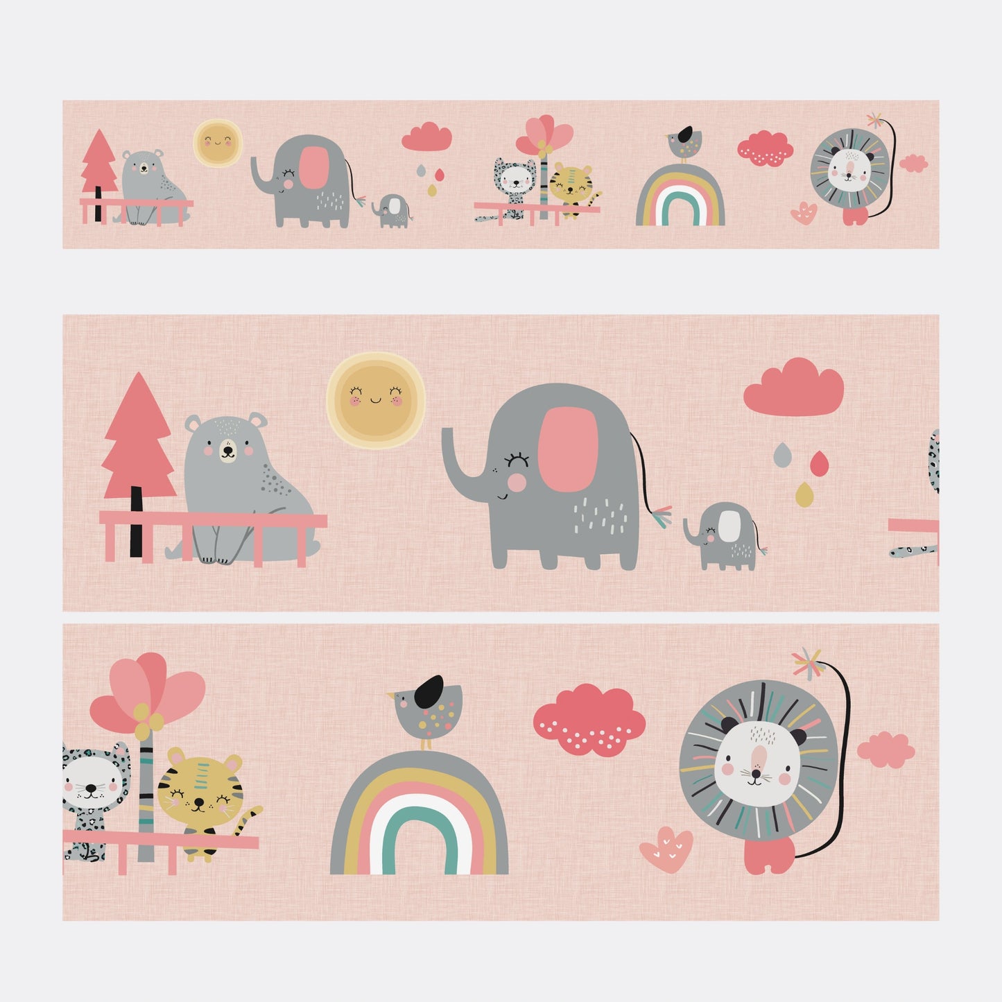 Bordo per bambini nella giungla ROSA