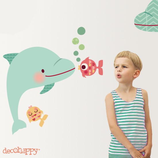 vinilo infantil decorativo Delfines alegres