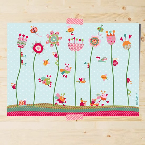 Lámina infantil Flores alegres