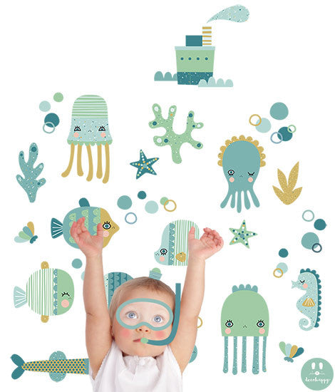Vinilo animales fondo del mar mentas