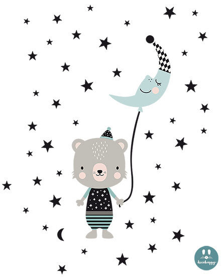 Vinilo oso de la luna estrellas
