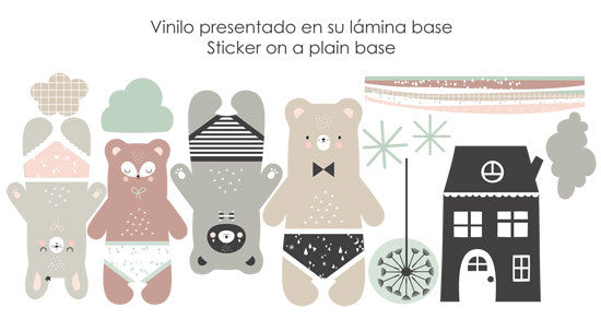 Vinilo bebe animales casita