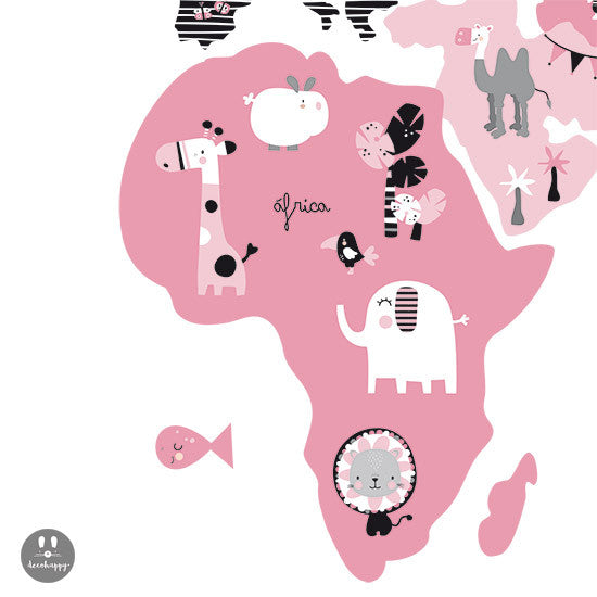 Vinilo bebe mapamundi rosa