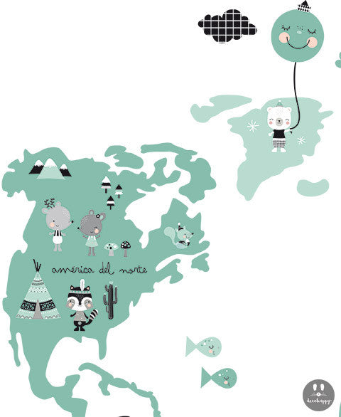 Vinilo bebe mapamundi baby menta