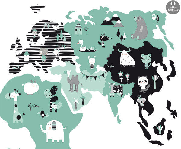 Vinilo bebe mapamundi baby menta