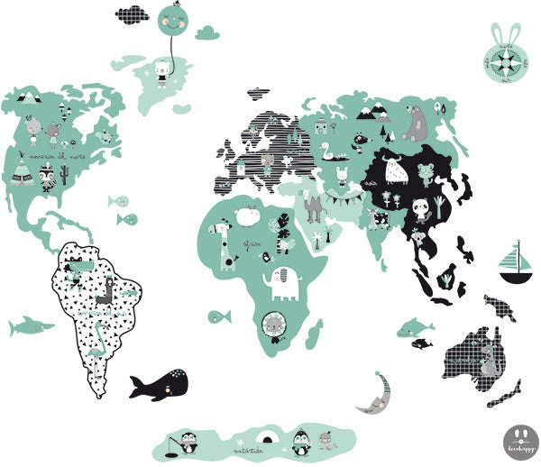 Vinilo bebe mapamundi baby menta