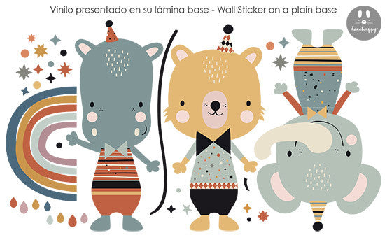 Vinilos bebe animales happy vintage