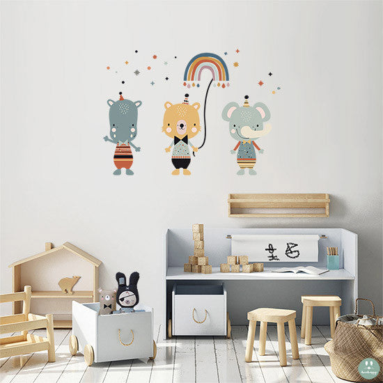 Vinilos bebe animales happy vintage