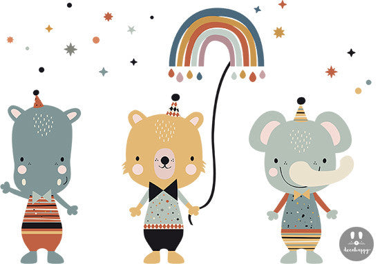 Vinilos bebe animales happy vintage