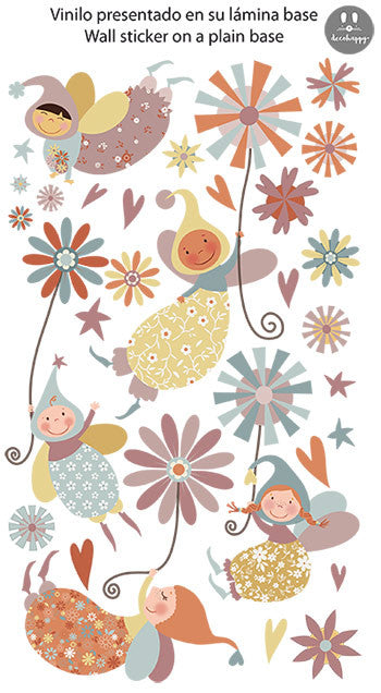 Vinilos bebe Duendes Mágicos colores vintage