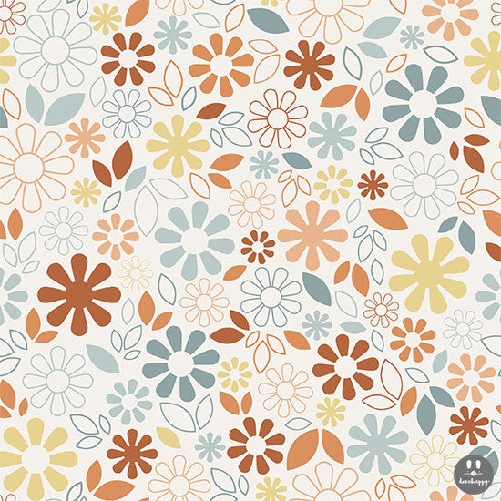 Papel pintado infantil margaritas colores vintage