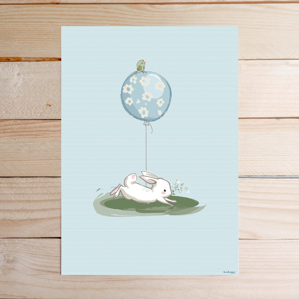 Balloon rabbit fairy tale children's print